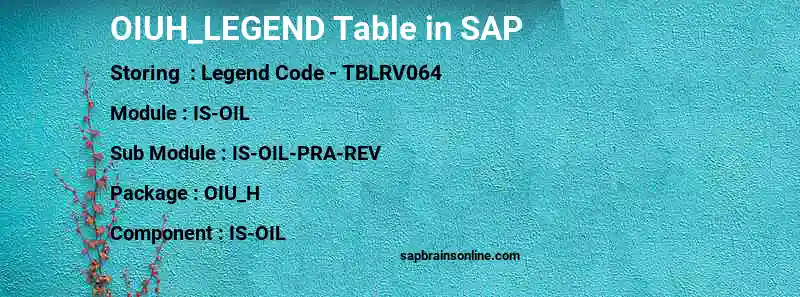 SAP OIUH_LEGEND table