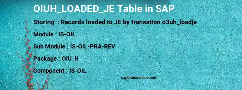 SAP OIUH_LOADED_JE table
