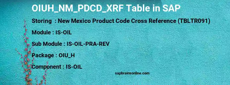 SAP OIUH_NM_PDCD_XRF table