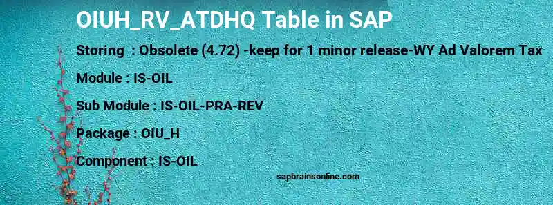 SAP OIUH_RV_ATDHQ table