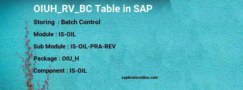 SAP OIUH_RV_BC table