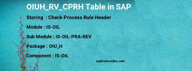 SAP OIUH_RV_CPRH table