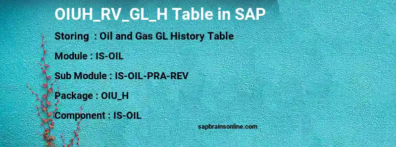 SAP OIUH_RV_GL_H table