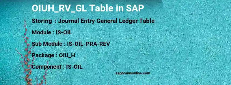 SAP OIUH_RV_GL table