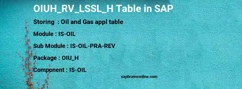 SAP OIUH_RV_LSSL_H table