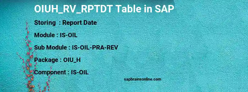SAP OIUH_RV_RPTDT table