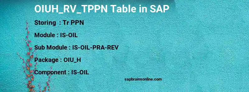 SAP OIUH_RV_TPPN table