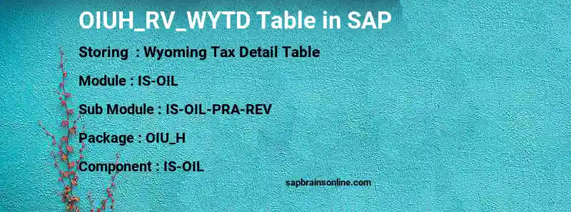 SAP OIUH_RV_WYTD table