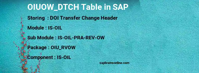 SAP OIUOW_DTCH table