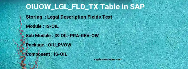 SAP OIUOW_LGL_FLD_TX table
