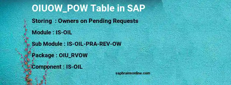 SAP OIUOW_POW table