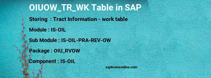 SAP OIUOW_TR_WK table