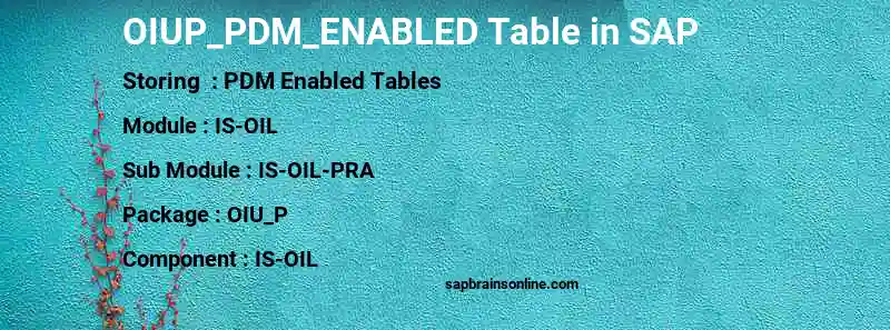 SAP OIUP_PDM_ENABLED table