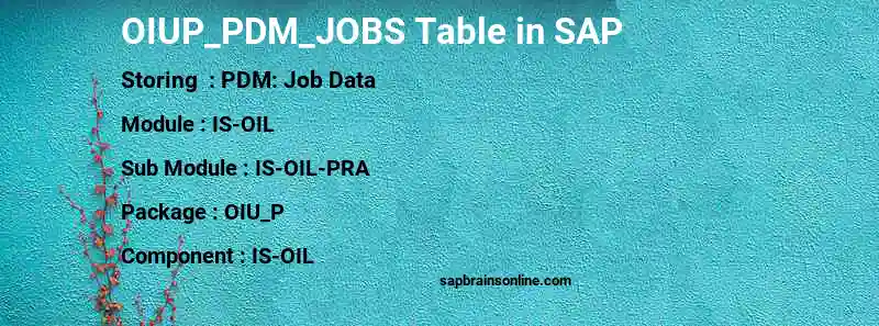 SAP OIUP_PDM_JOBS table