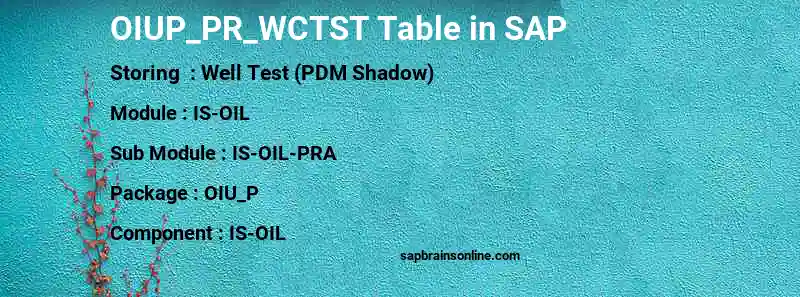 SAP OIUP_PR_WCTST table