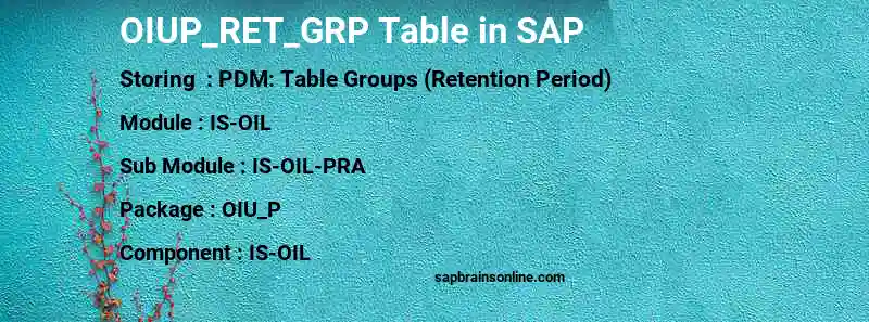 SAP OIUP_RET_GRP table