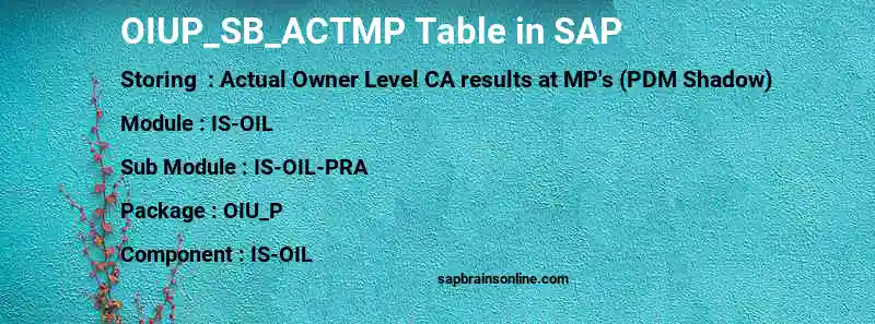 SAP OIUP_SB_ACTMP table