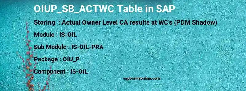 SAP OIUP_SB_ACTWC table