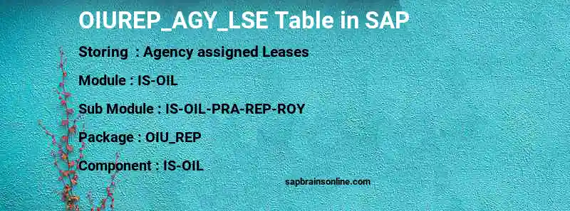 SAP OIUREP_AGY_LSE table