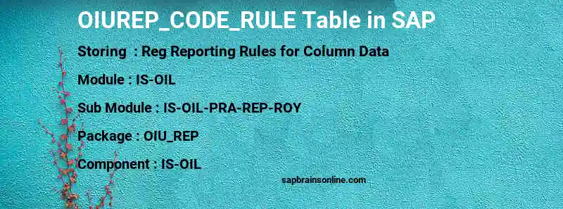 SAP OIUREP_CODE_RULE table
