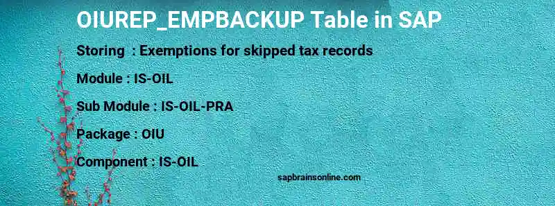 SAP OIUREP_EMPBACKUP table