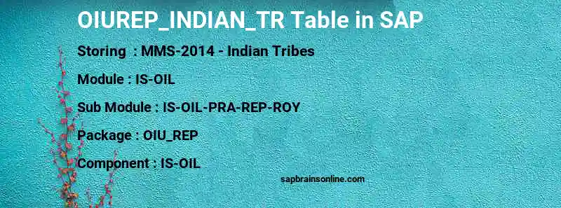 SAP OIUREP_INDIAN_TR table