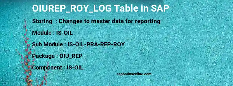 SAP OIUREP_ROY_LOG table
