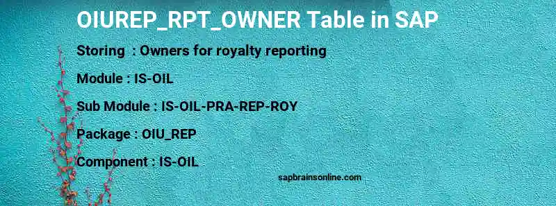 SAP OIUREP_RPT_OWNER table