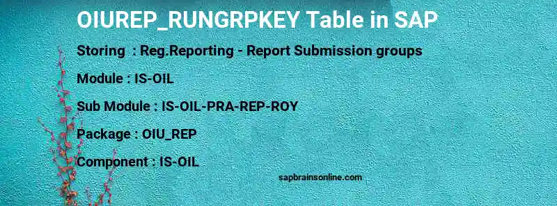 SAP OIUREP_RUNGRPKEY table