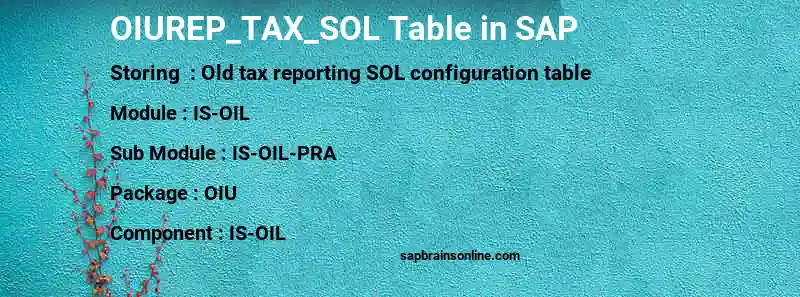 SAP OIUREP_TAX_SOL table