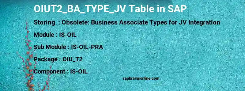 SAP OIUT2_BA_TYPE_JV table