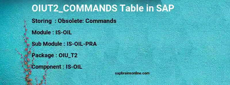 SAP OIUT2_COMMANDS table