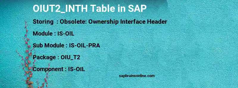 SAP OIUT2_INTH table