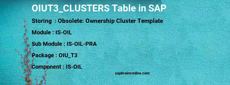 SAP OIUT3_CLUSTERS table