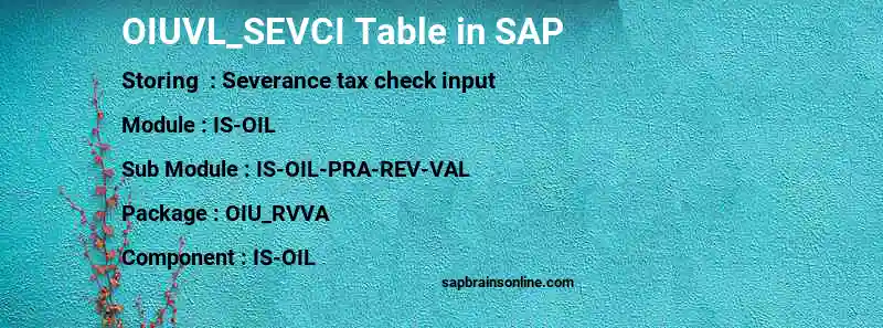 SAP OIUVL_SEVCI table