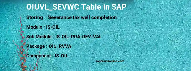 SAP OIUVL_SEVWC table