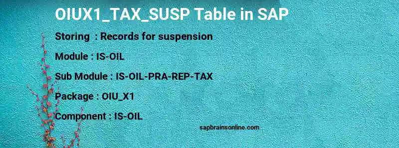 SAP OIUX1_TAX_SUSP table