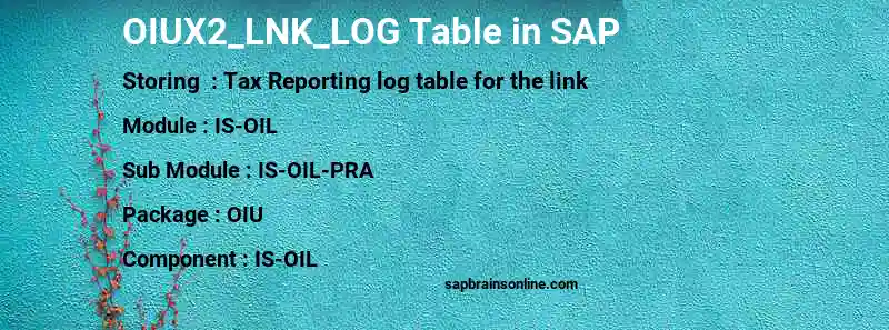 SAP OIUX2_LNK_LOG table