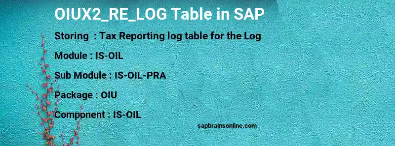 SAP OIUX2_RE_LOG table
