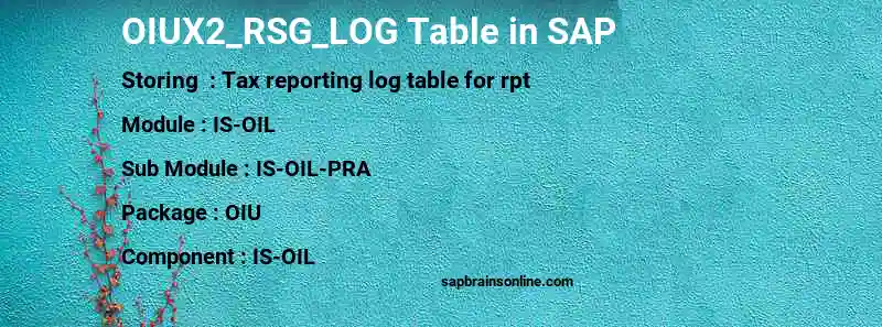 SAP OIUX2_RSG_LOG table