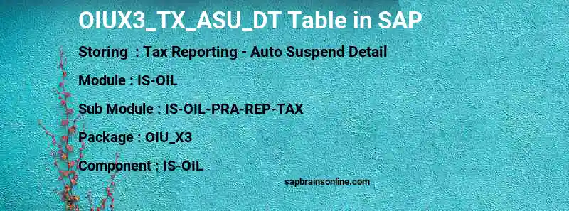 SAP OIUX3_TX_ASU_DT table