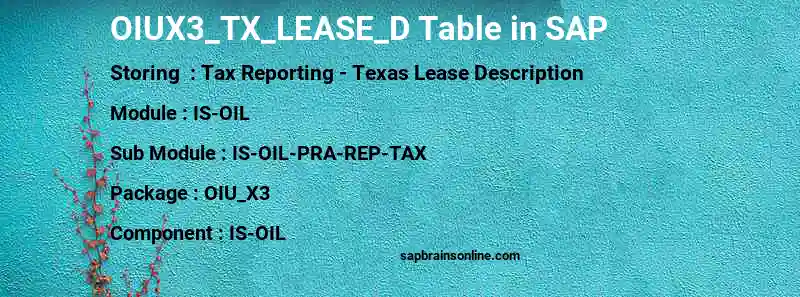 SAP OIUX3_TX_LEASE_D table