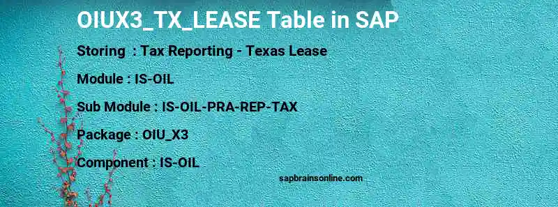 SAP OIUX3_TX_LEASE table