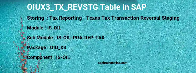 SAP OIUX3_TX_REVSTG table