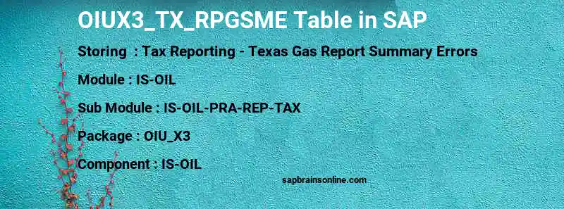 SAP OIUX3_TX_RPGSME table