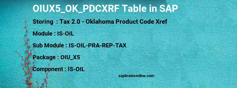 SAP OIUX5_OK_PDCXRF table
