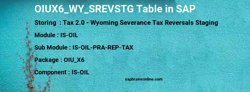 SAP OIUX6_WY_SREVSTG table