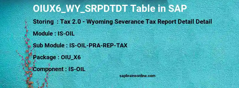 SAP OIUX6_WY_SRPDTDT table