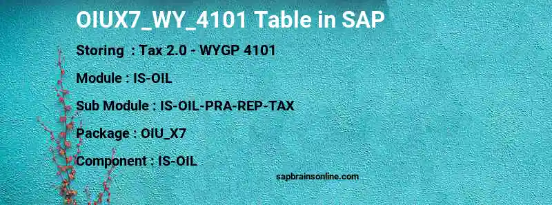 SAP OIUX7_WY_4101 table