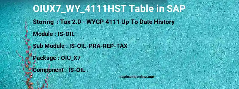 SAP OIUX7_WY_4111HST table